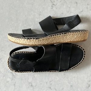 Cole Haan black leather slight platform sandals, size 7